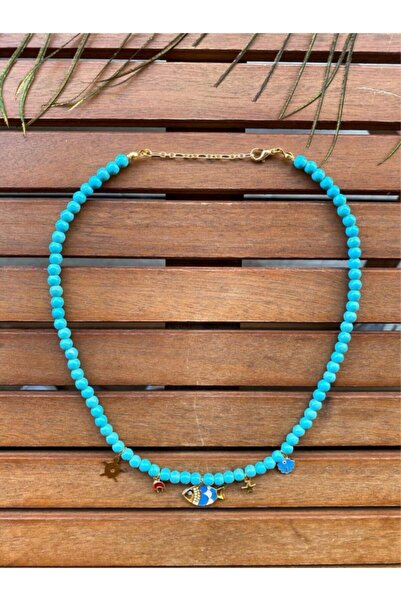 wanwa aksesuar قلادة على شكل سمكة من الحجر الطبيعي