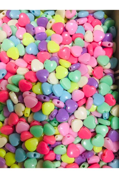 BaharTCRT Kalp Figürü Geniş Delikli Pastel Renklerde 30 Adet