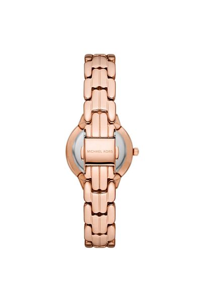 Michael Kors Michael Kors Allie Three-Hand Stainless Steel Watch with Glitz Topring, Rose Gold, Quartz Watch