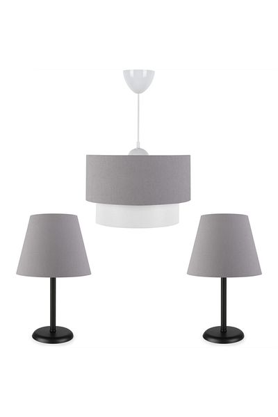 HOMİNG Triple Chandelier Set - Black Body AYD-1916