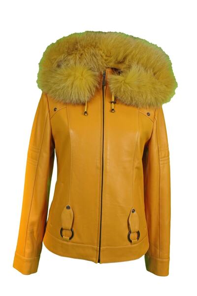 Derimosa Zona Kadın Kapüşonlu Hakiki Deri Mont