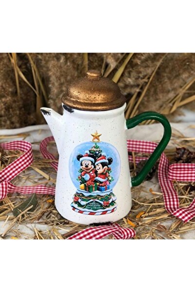 Handmadesign Kapaklı El Yapımı Seramik Sürahi - Yılbaşı Yeniyıl Temalı Disney...