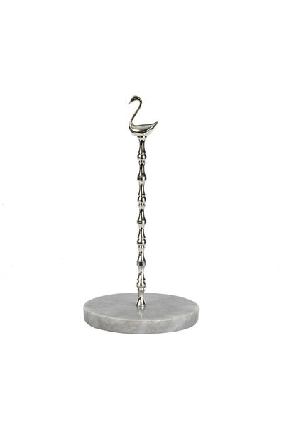 mar&more Gray Marble Towel Holder with Deer Figure - Silver Color