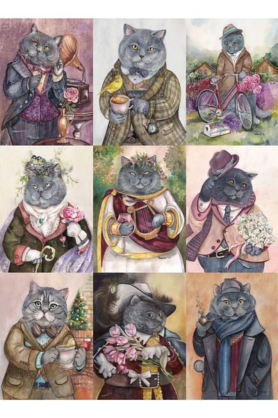 Nova Puzzle 1000 Pieces Socialite English Cats - Tatiana Plovetskaya