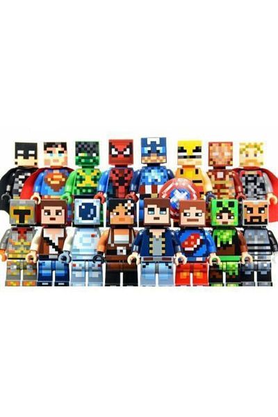 MINECRAFT Super Heroes 6-Piece Figure Set Superman, Batman, Steve 6 Figures and 12 Pieces with Accessories