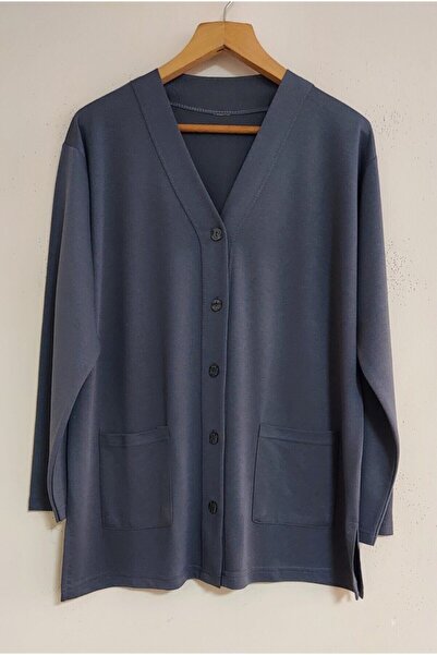 BLACK SWALLOW Cardigan de damă sezonier din bumbac pieptănat, cu buzunare