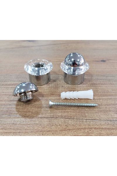 ARON (2 Pieces) Gasketed Floor Bumper Chrome 3.5cm Height Floor Mounted Door Stop