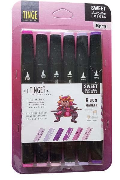 Tinge Marker Pen 6-Piece Sweet Color Set Marker