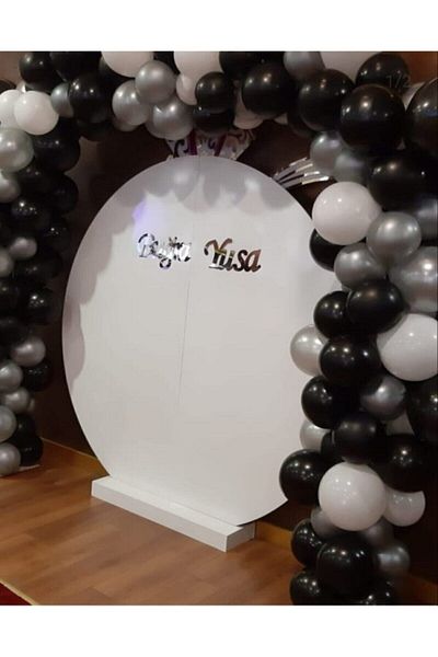 Parti dolabı 100 Pieces Gray Black White Metallic Balloon And Balloon Chain Concept