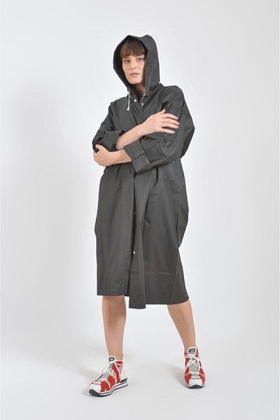 Marlux Unisex Black Raincoat Hooded Snap-On Raincoat