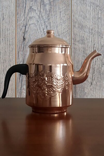 Binbir Trend إبريق قهوة نحاسي مطرز بحجم كبير سعة 2.3 لتر