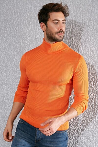 Nacar Erkek Oranj Tam Balıkçı Triko