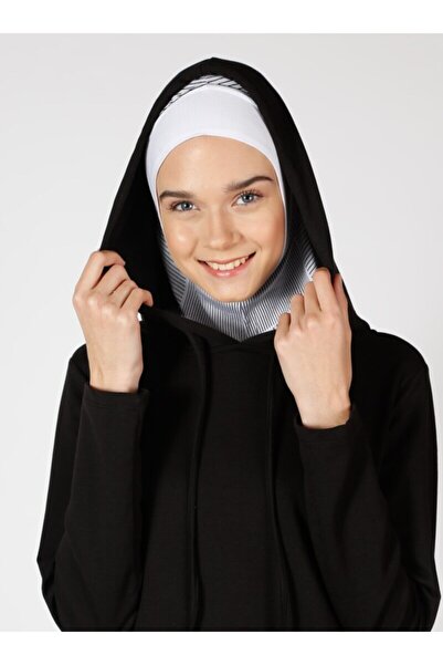 Ecardin Αθλητικό Hijab Bone Turban με ρίγες - ST307 Λευκό