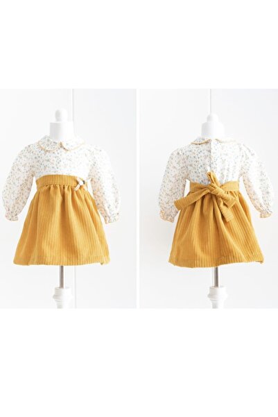 Mymio Fitilli Kadife Kroşetalı Bebek Elbise