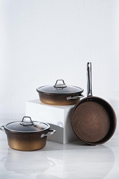 ACAR Eda 5 Parça Döküm Tencere Seti - Gold Mstto025