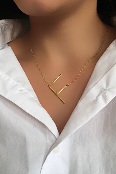 Histakı قلادة ذهبية كبيرة الحجم بحرف F