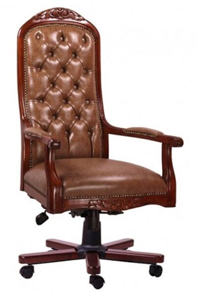 Bubuhome Ingiliz Klasik Oymalı Müdür Koltuğu