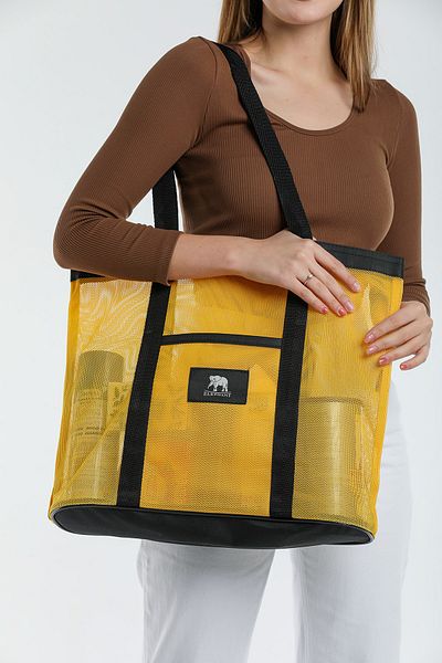 ELEPHANT ÇANTA Τσάντα παραλίας Unisex με κίτρινο κορδόνι με δίχτυ τσέπης