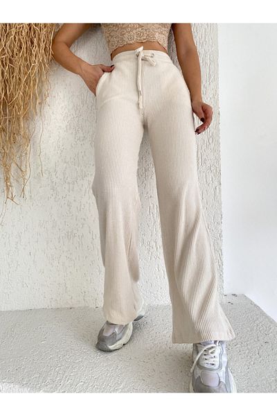 ladyzey Lycra Corded and Pocketed Wide Leg Camisole Women's Trousers