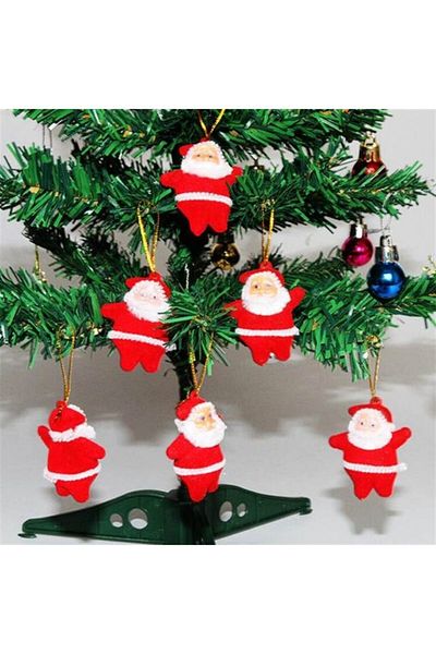 parti sürprizi Santa Claus Pine Tree Ornament 6 Pieces
