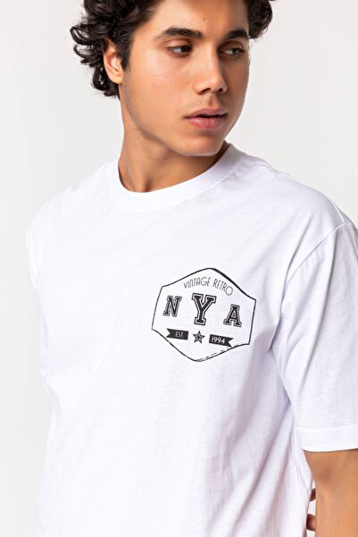 Nur Aka by Nurteks Streamer Printed White Large Size Cotton Winter Pajamas Set