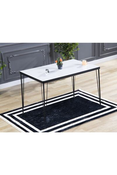 AVVİO Zeyra Yemek Masası Takımı-mutfak Masası Takımı-düz Beyaz 70x110 Oval Kenar