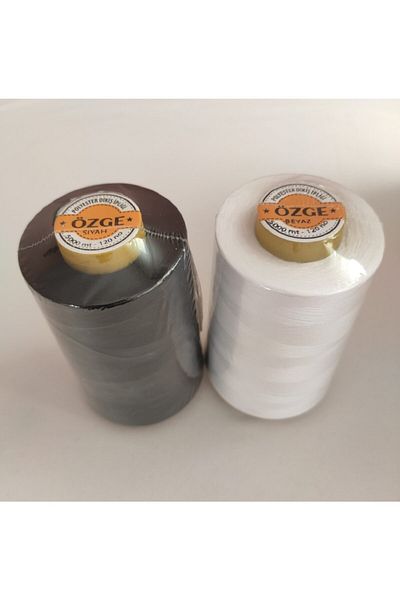 ATMACA TUHAFİYE Özge 5000 Meters Black And White Sewing Thread Bobbin, Spool Thread