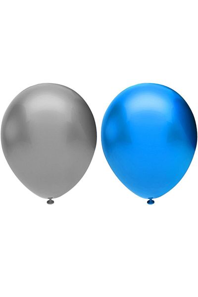 BEST PARTİ DOĞUM GÜNÜ PARTİ SÜSLERİ Metallic Balloon Set 20 Pieces (Dark Blue, Silver)