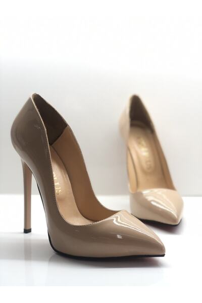 HAYYSHOES Stiletto Hakiki Deri Astarlı Gizli Platformlu Nude Rugan Topuklu Ayakkabı
