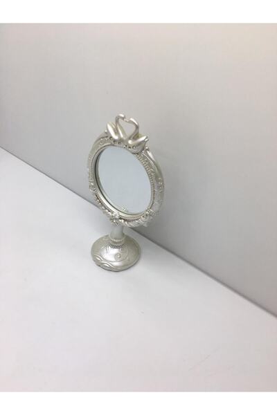 Otantik Dekoratif Polyester Obje Beyaz Gümüş Ayna 24x14x8 Cm