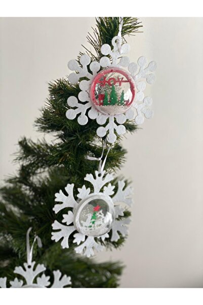 QUEEN AKSESUAR Anul Nou, Anul Nou, Glob de zăpadă alb de lux, Decorație cu fu...