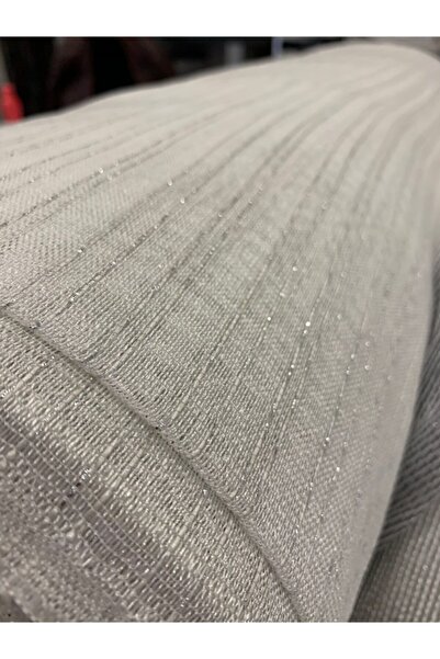 Brillant Gray Silver Lurex Striped Irem Pattern Anti-Wrinkle Tulle Curtain