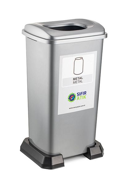 KARTEM 70 Liter Gray Metal Trash Can - Zero Waste