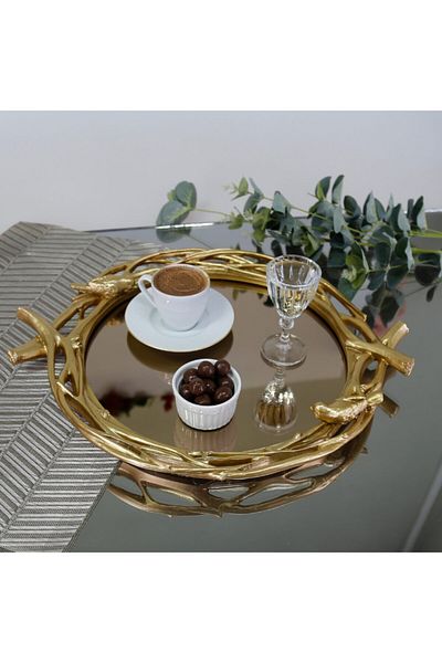 Selim Mavera Mirrored Tray Gold