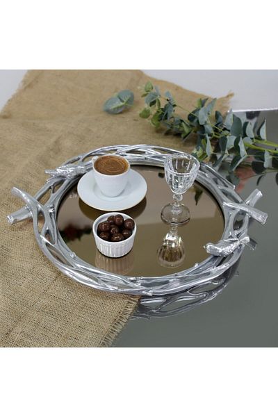 Selim Mavera Mirrored Tray Silver
