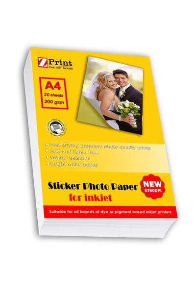 zprint Epson L6270 Yapışkanlı Sticker Fotoğraf Kağıdı 200 gr 4 20 Yaprak