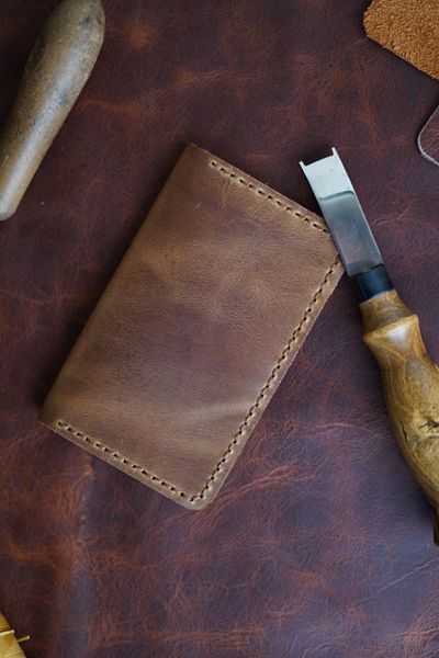 New Coast Leather 1900's Мъжки държач за картички от кафява естествена кожа, ръчна изработка