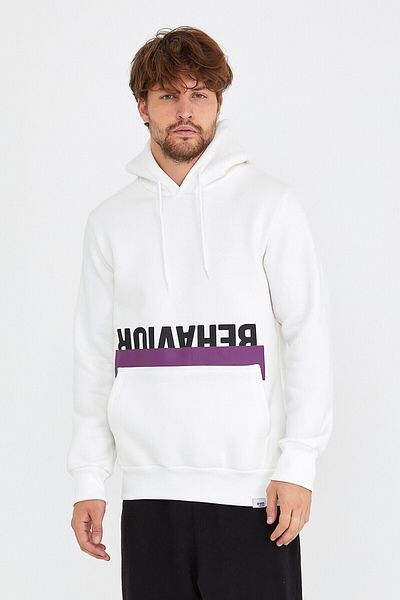 AMAZING CRASH Hanorac alb unisex cu glugă cu buzunar cangur imprimat