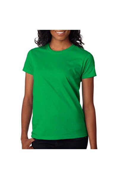HediyeMania Tricou verde guler rotund pentru femei Bumbac pentru femei tricou...