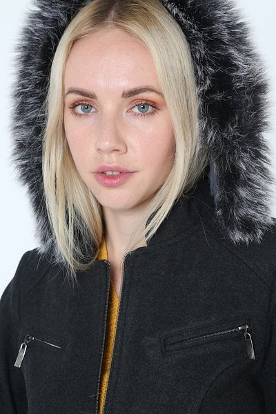 KMKkombin Kabát pod kolena Plus Size Stamped Coat