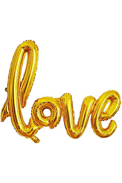 ELGALA Foil Balloon Love Hand Written Helium Balloon Gold Color