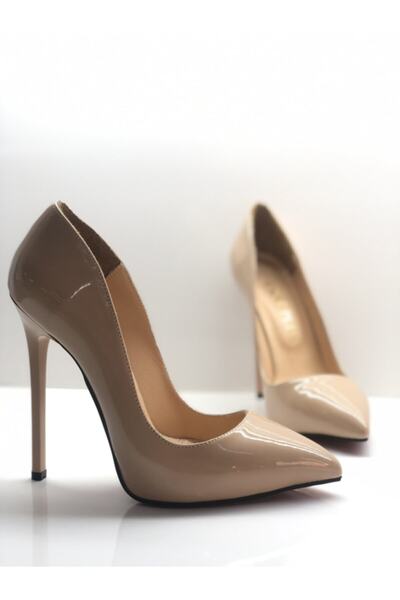 HAYYSHOES Stiletto Hakiki Deri Astarlı Gizli Platformlu Nude Rugan Topuklu Ayakkabı