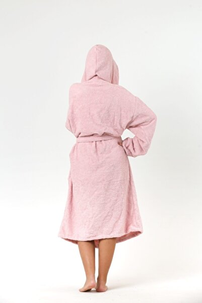 vivamaison 100% Cotton Hooded Towel Curl Adult Bathrobe Pink