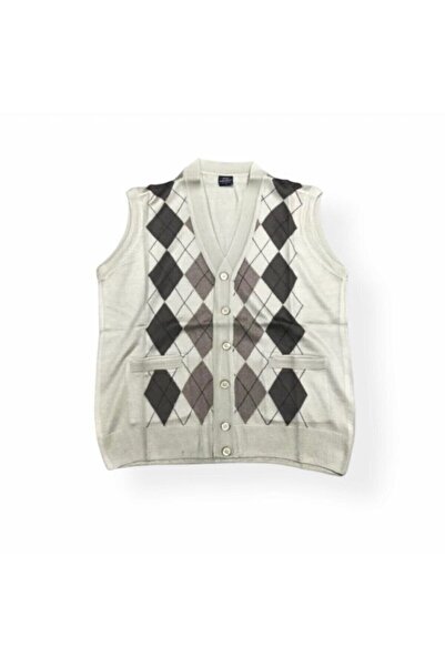 Nacar Erkek Desenli Ince Yünlü Triko Baba Yelek