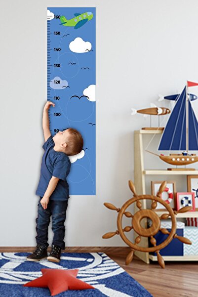 Echo Home ملصق حائط لقياس الطائرة باللون الأزرق فوق الغيوم - مسطرة قياس