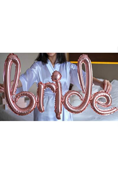 Huzur Party Store Bride Yazılı El Yazısı Folyo Rose Gold Renkli Balon Bekarlı...