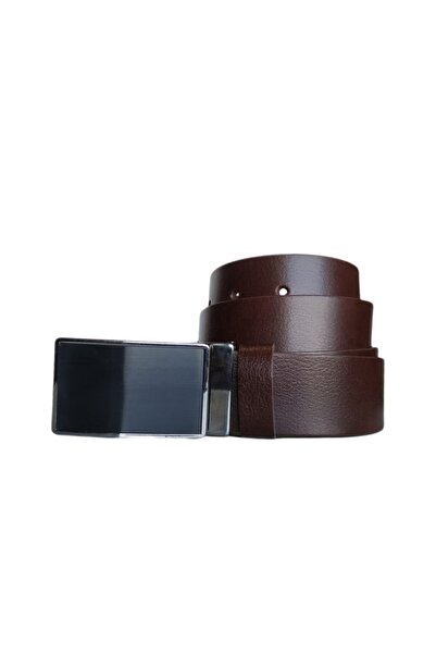 Kar-Pa Brown Canvas Pants Belt with Genuine Leather Cover and Pin Buckle 4cm