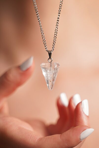 Taşmeran Women's Crystal Quartz Natural Stone Pandule Necklace Tky0009
