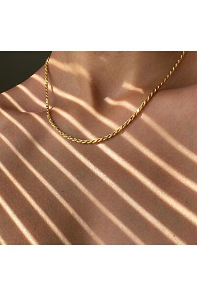 Jadenne Kısa Orta Kalınlık Burgu Kadın Kolye Zincir Gold Çelik Üzeri Altın Ka...