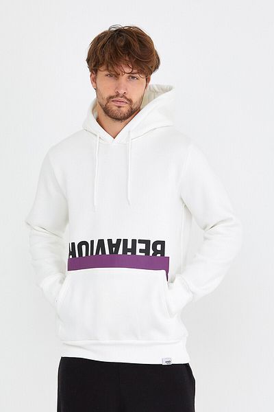 AMAZING CRASH Hanorac alb unisex cu glugă cu buzunar cangur imprimat